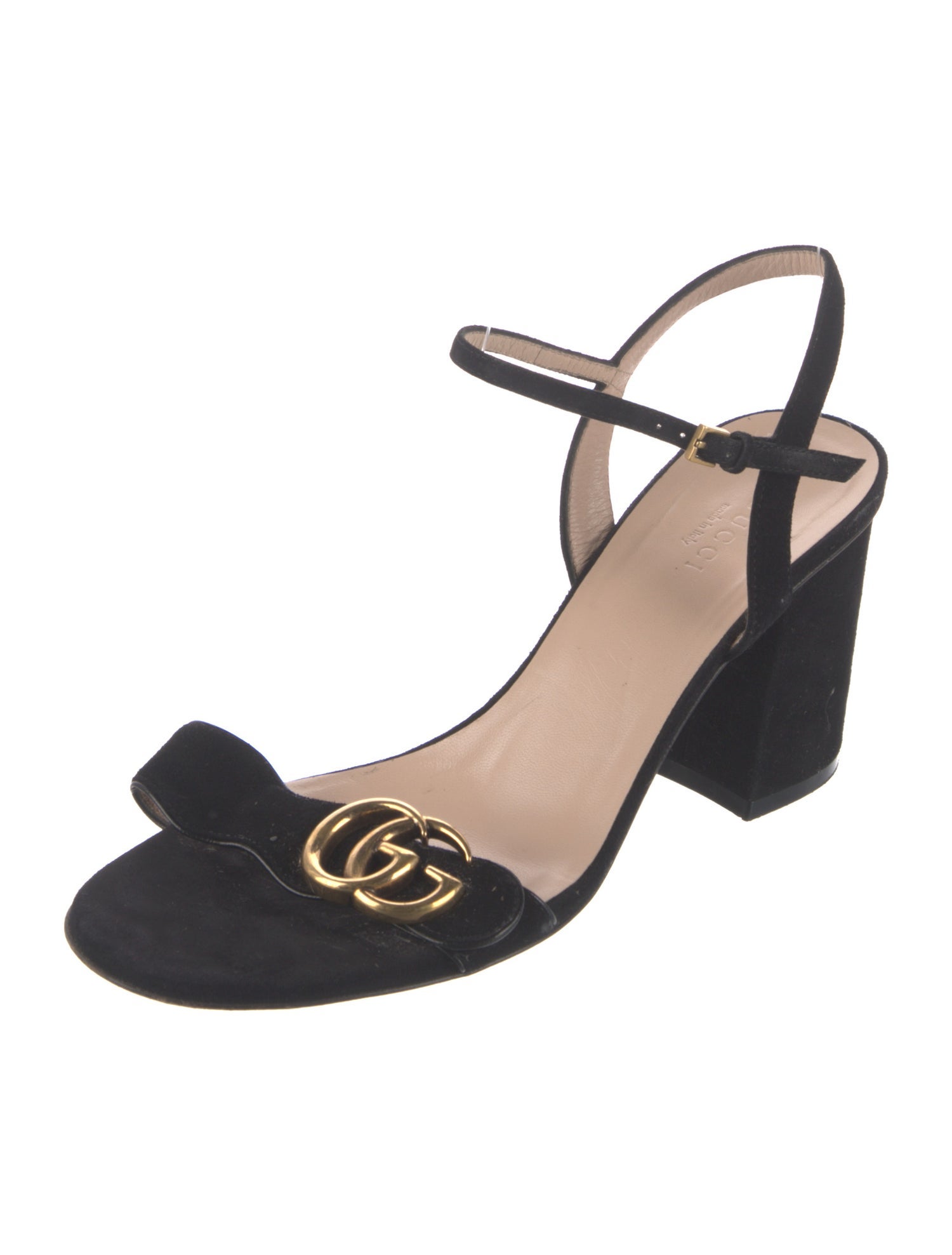 Gucci Double G Logo Suede Sandals