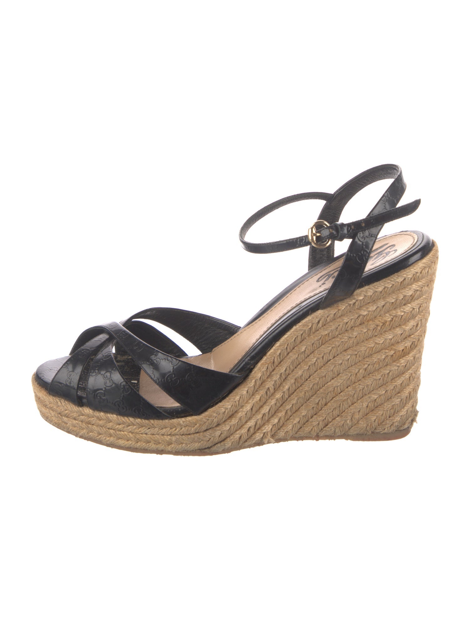 Gucci Microguccissima Pattern Patent Leather Espadrilles