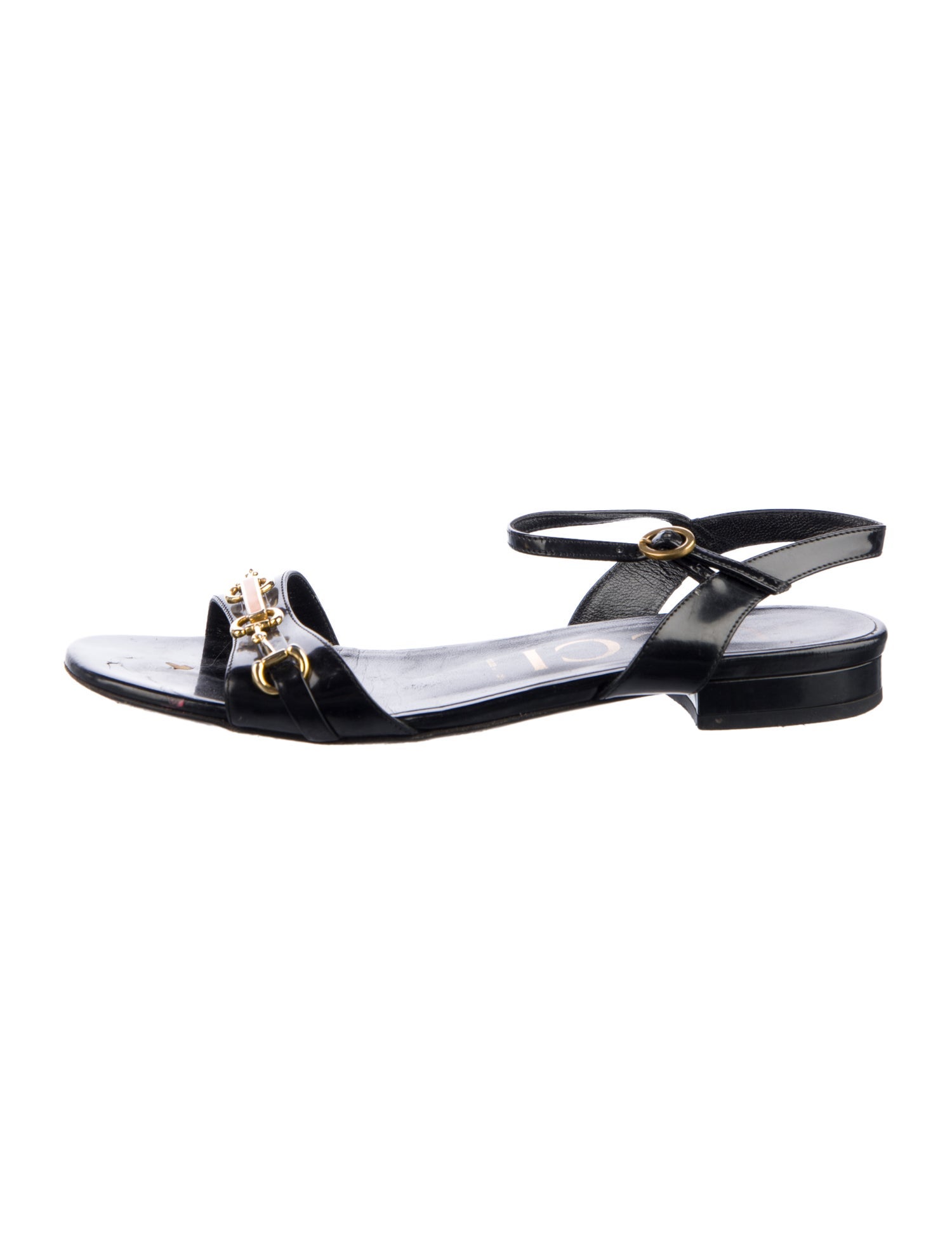 Gucci Horsebit Accent Leather Slingback Sandals