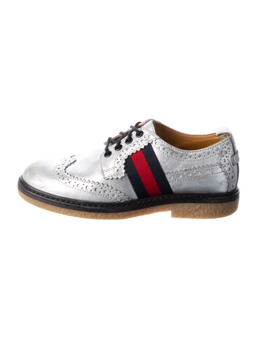 Gucci Kids' Metallic Web Oxfords