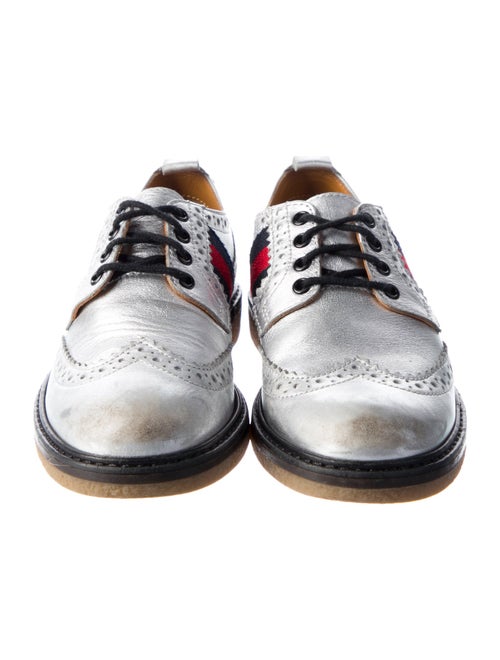 Gucci Kids' Metallic Web Oxfords