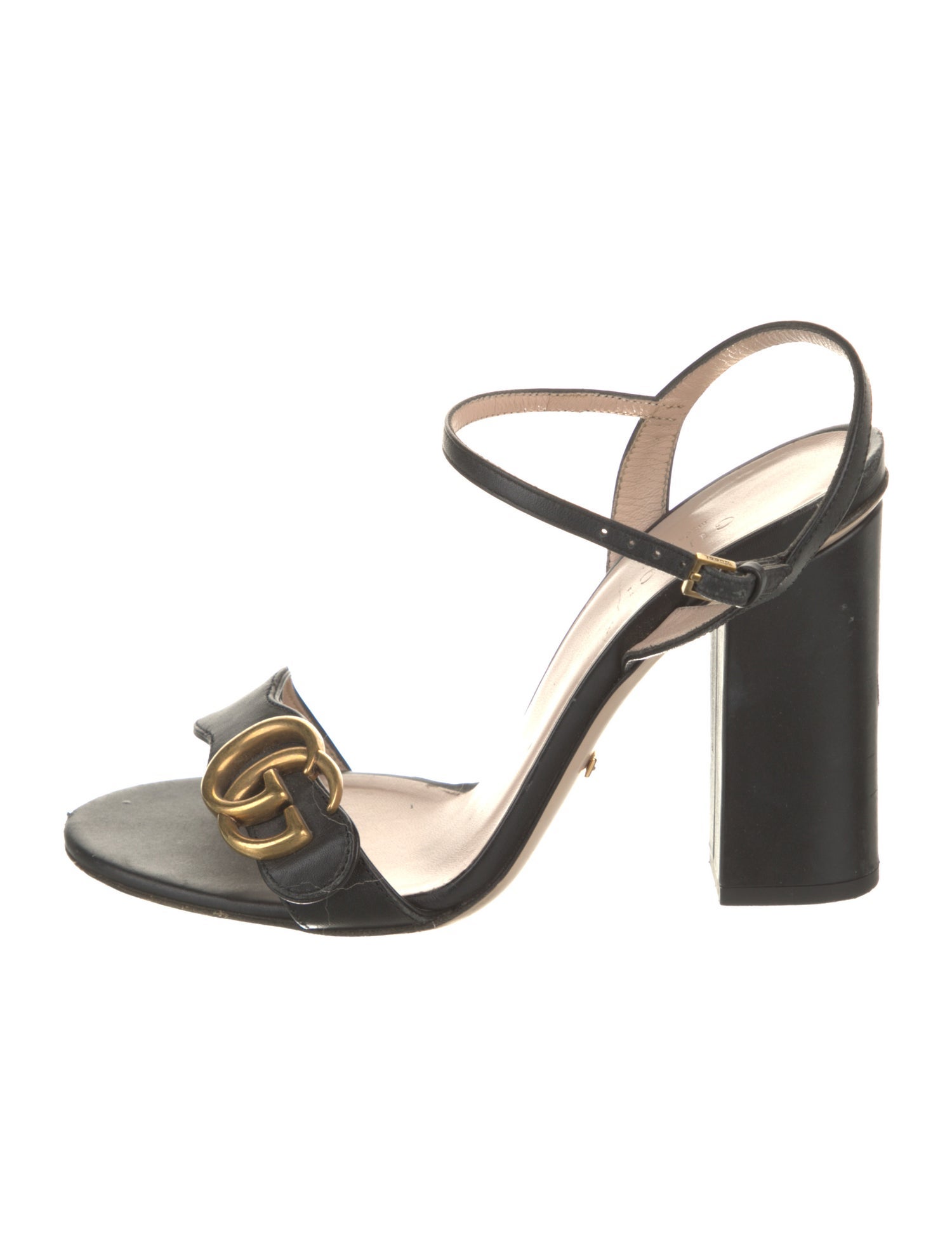 Gucci Double G Logo Leather Sandals