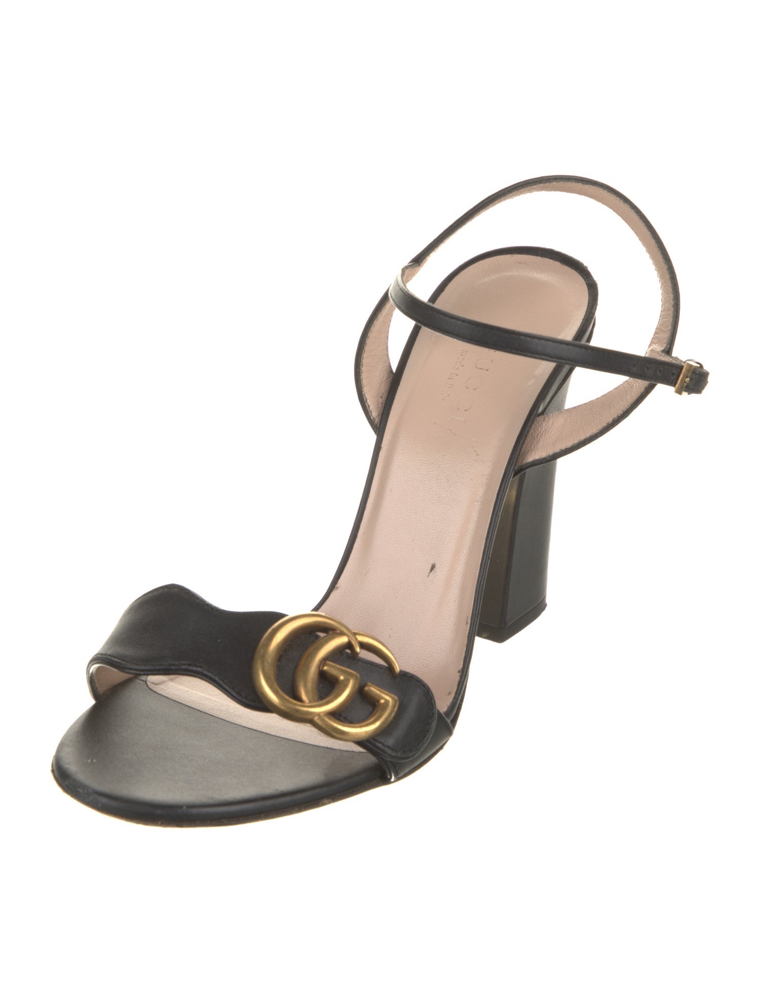 Gucci Double G Logo Leather Sandals