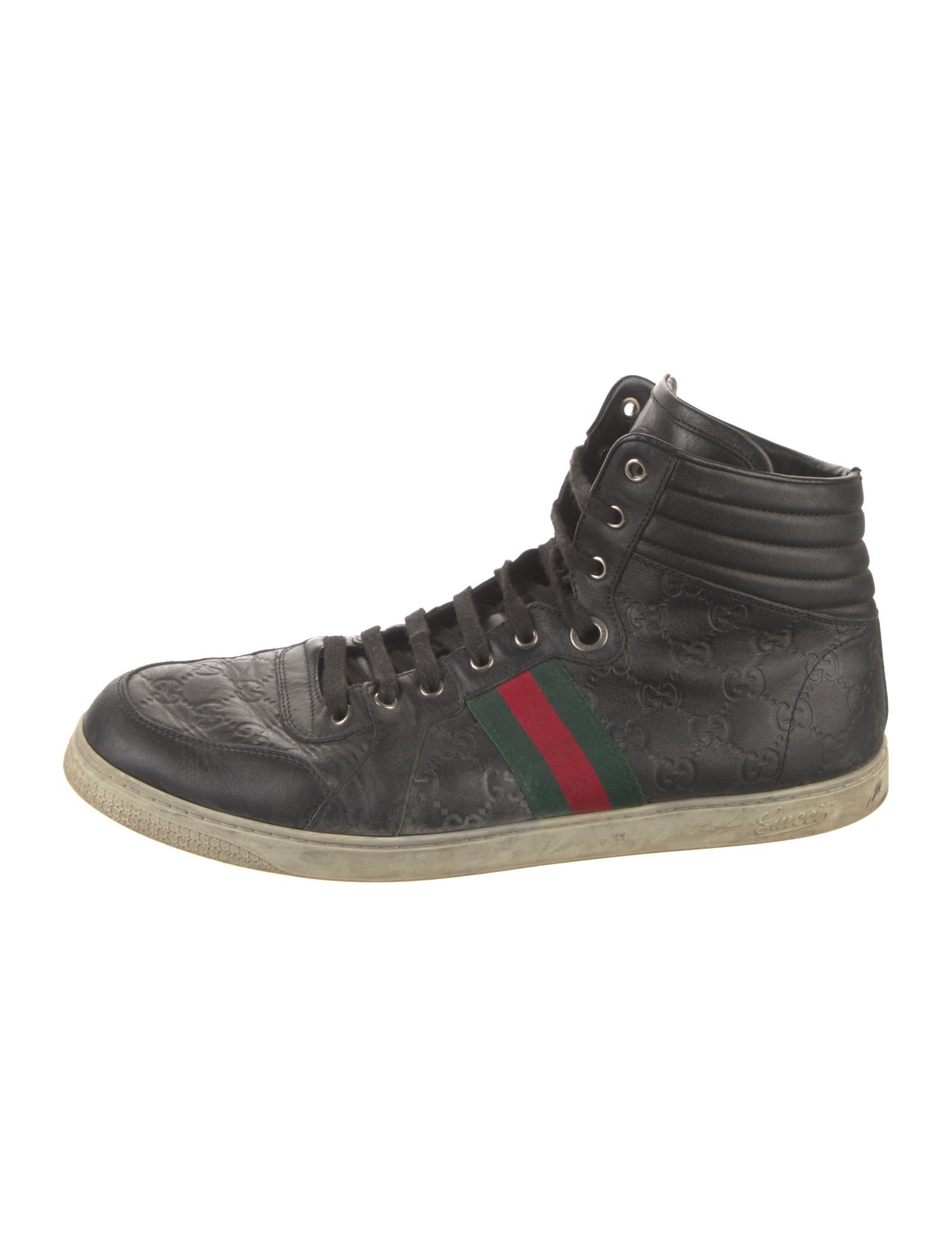 Gucci Web Accent Leather Sneakers