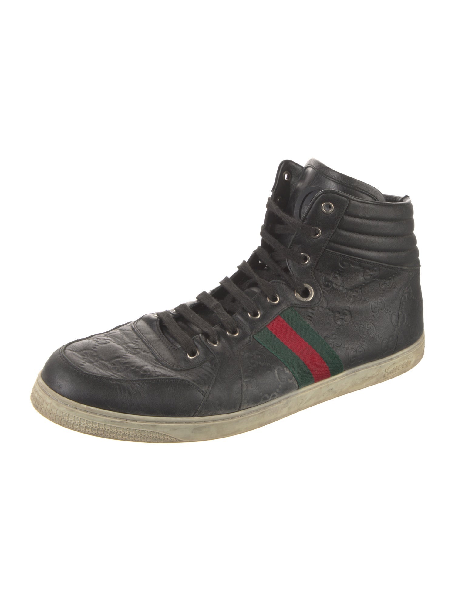 Gucci Web Accent Leather Sneakers