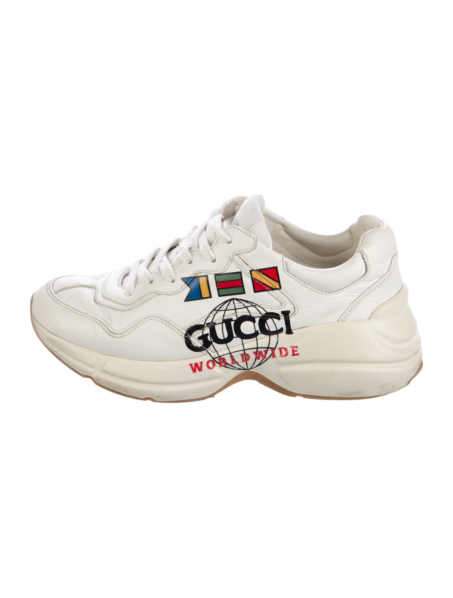 Gucci Leather Graphic Print Sneakers