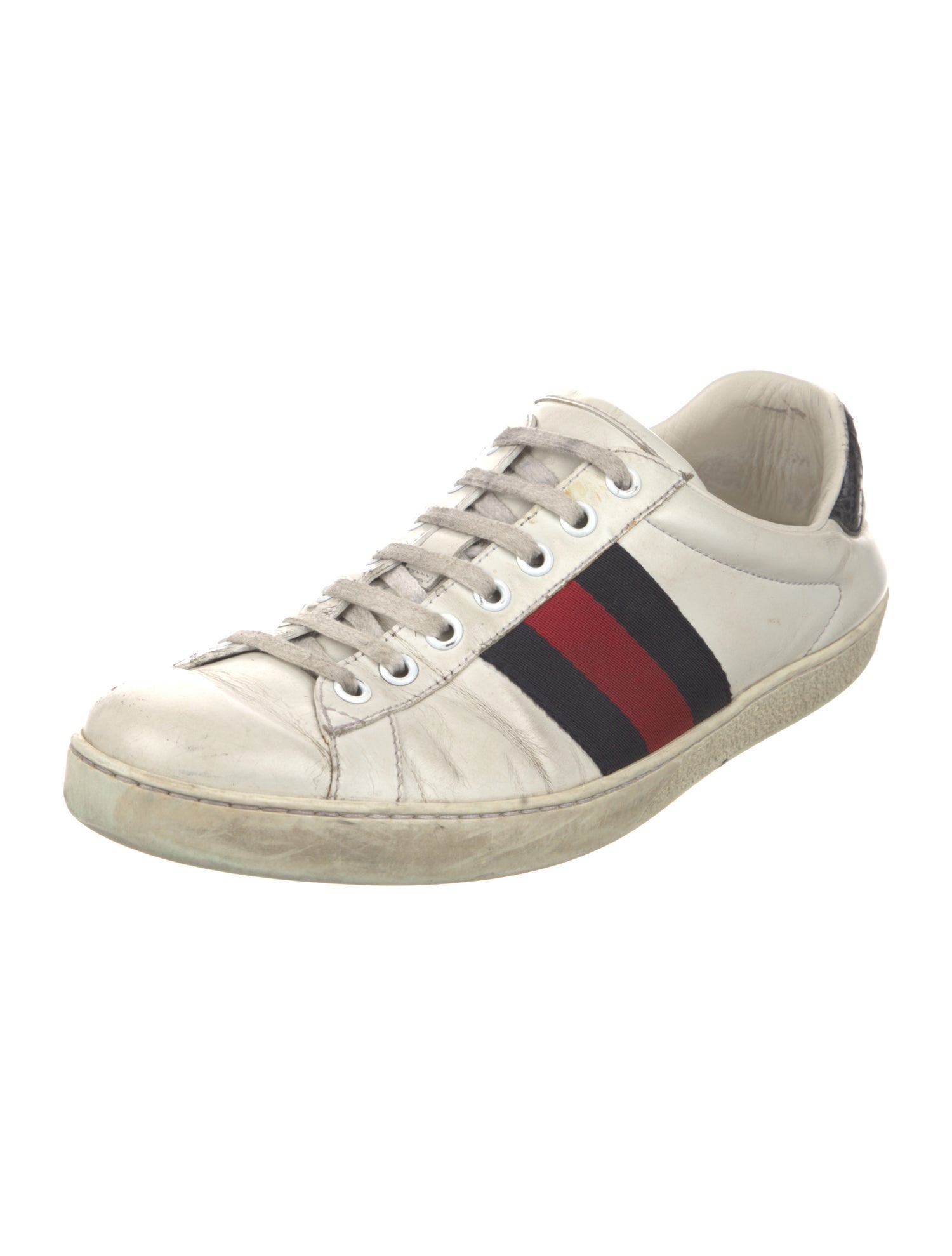 Gucci Web Accent Leather Sneakers