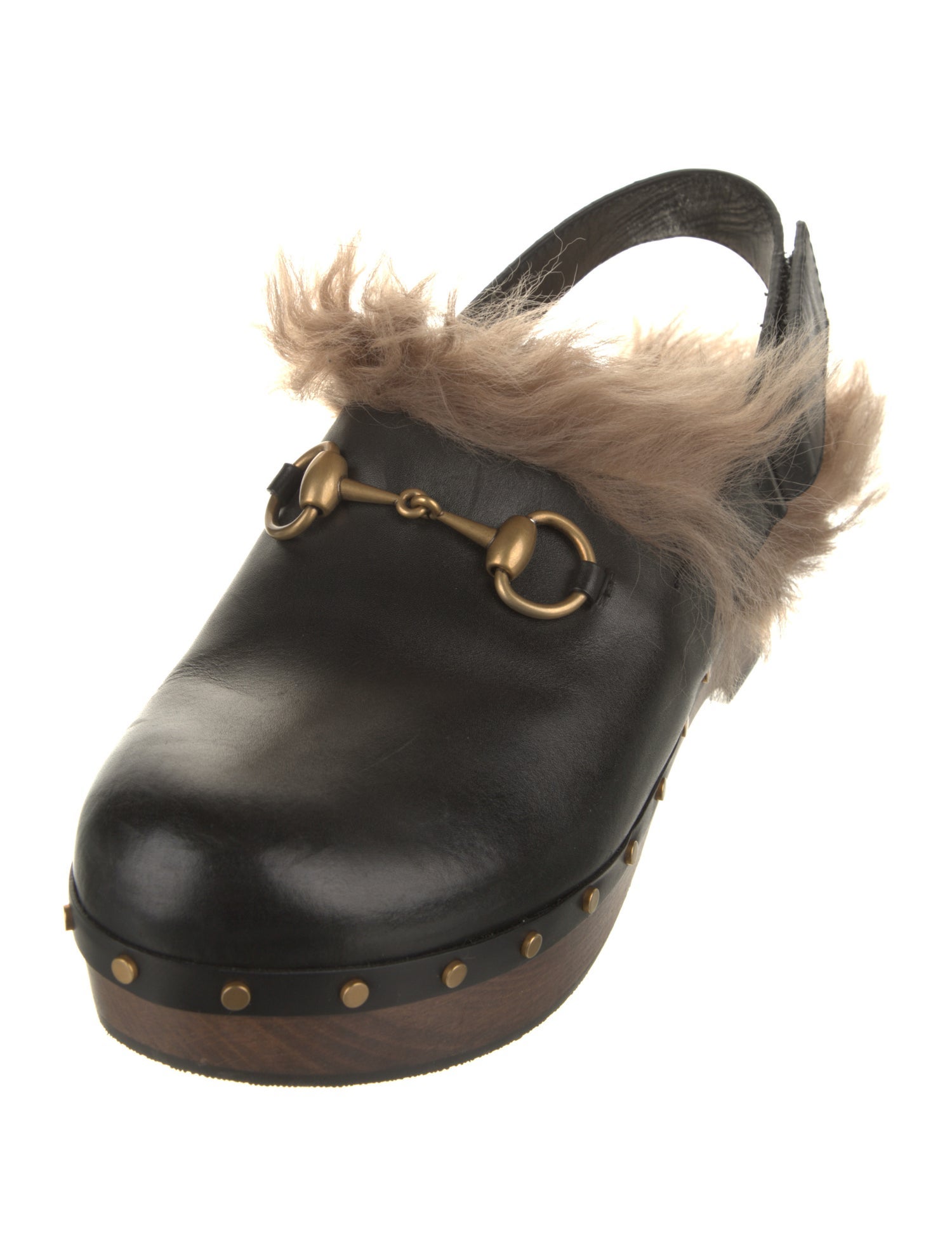 Gucci Horsebit Accent Leather Slingback Pumps