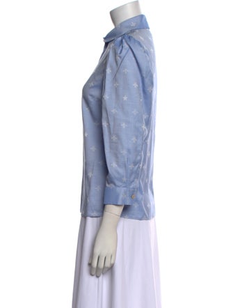 Gucci Printed Three-Quarter Sleeve Button-Up Top