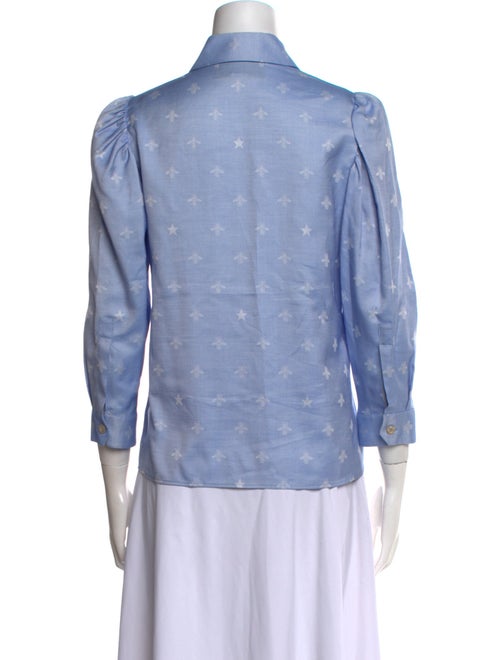 Gucci Printed Three-Quarter Sleeve Button-Up Top