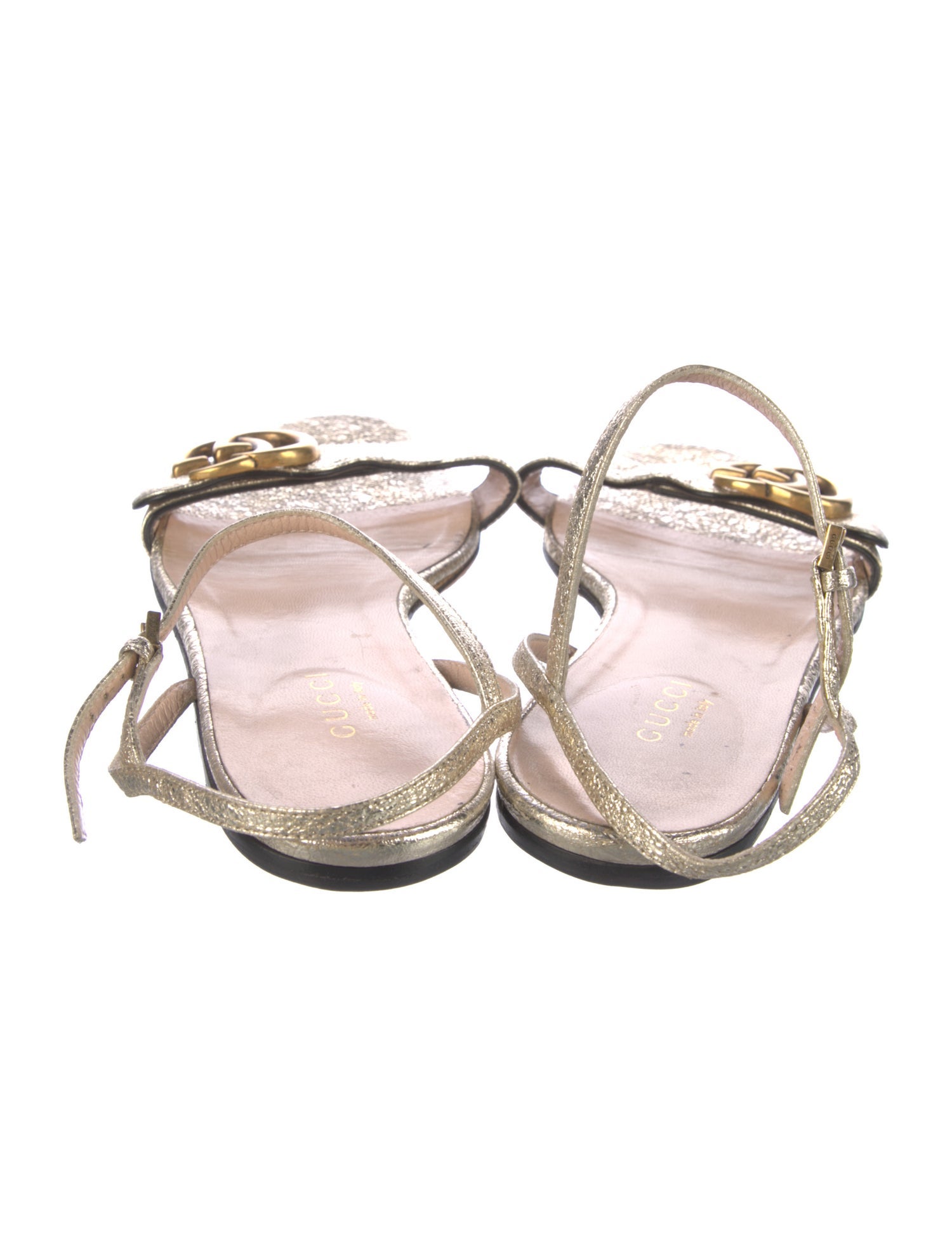 Gucci Double G Logo Leather Sandals