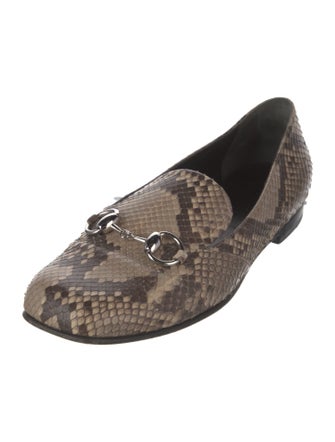 Gucci Horsebit Accent Snakeskin Loafers