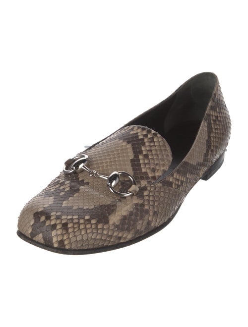 Gucci Horsebit Accent Snakeskin Loafers