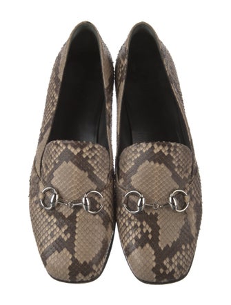 Gucci Horsebit Accent Snakeskin Loafers