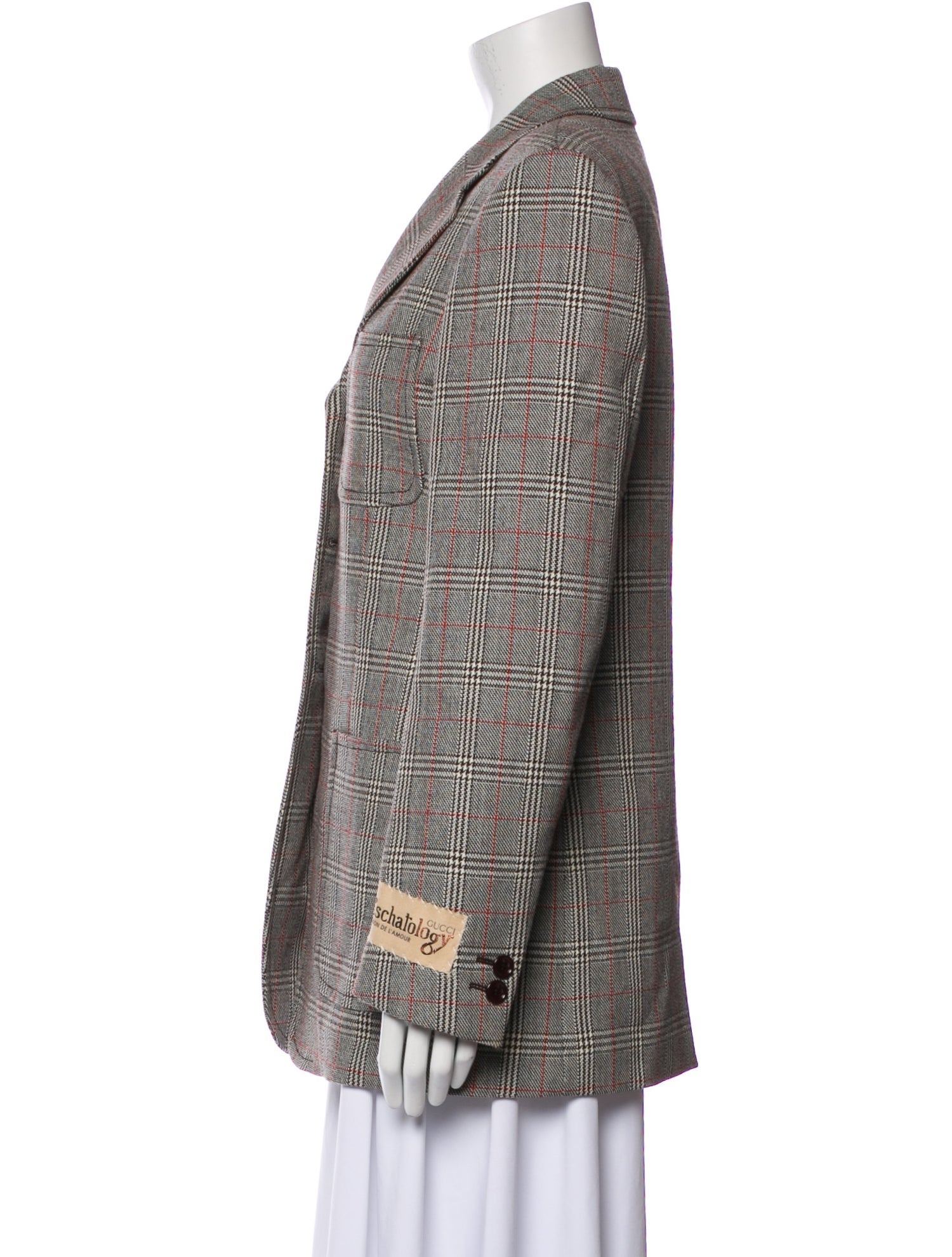 Gucci Wool Plaid Print Blazer