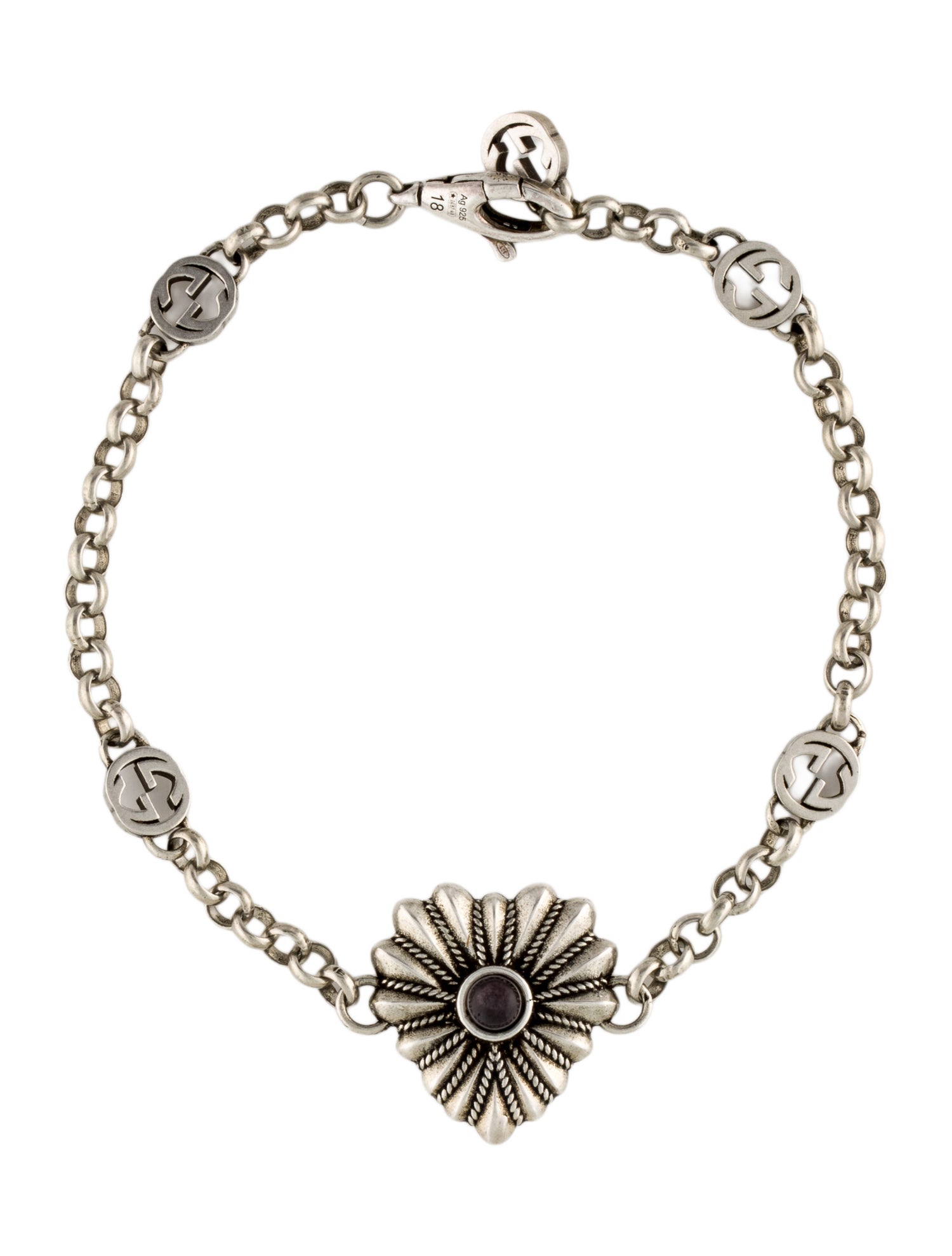 Gucci Dyed Mother of Pearl Heart Station Bracelet