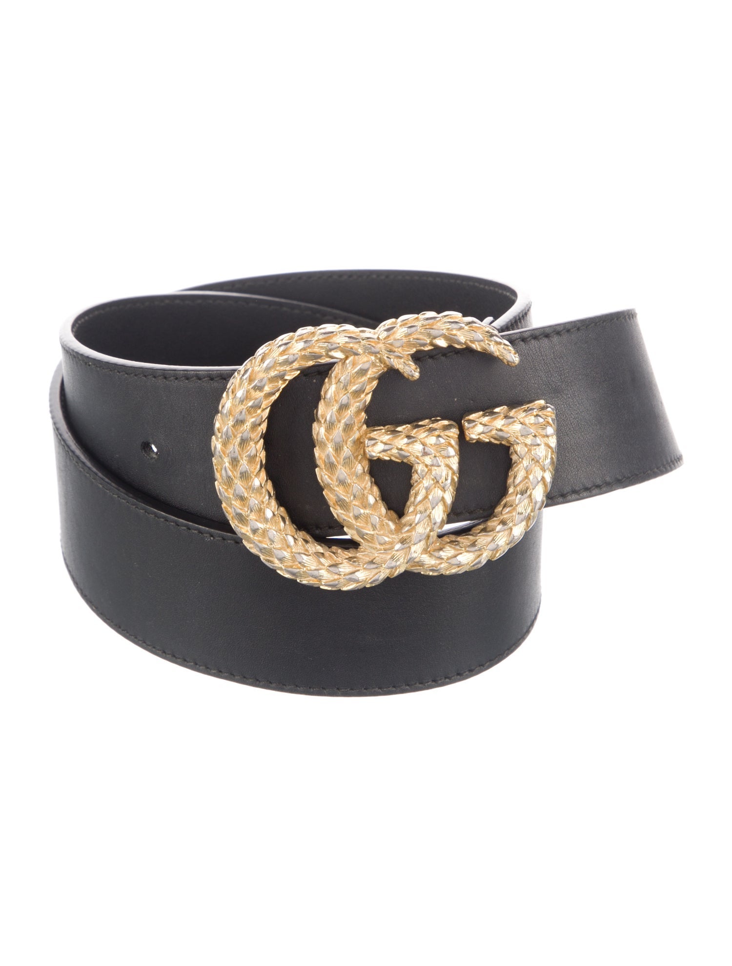 Gucci Double G Logo Leather Belt