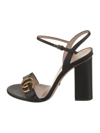 Gucci Double G Logo Leather Sandals