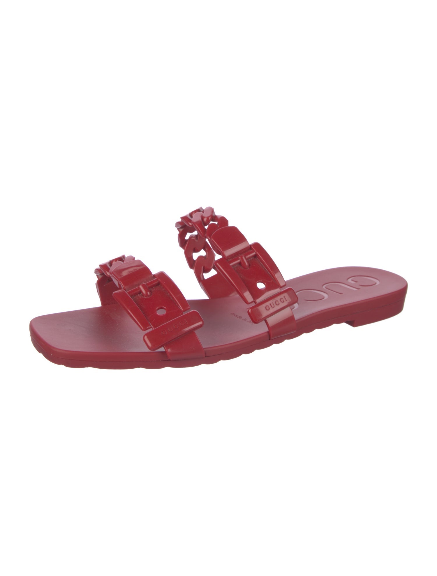 Gucci Rubber Chain-Link Accents Slides