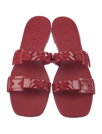 Gucci Rubber Chain-Link Accents Slides
