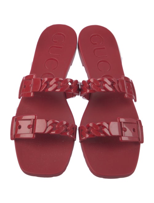 Gucci Rubber Chain-Link Accents Slides