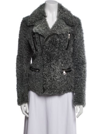 Gucci Shearling Tweed Pattern Fur Jacket