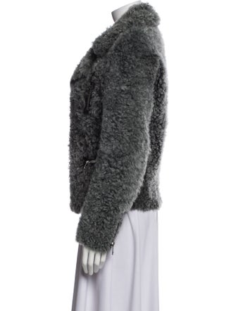 Gucci Shearling Tweed Pattern Fur Jacket