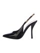Gucci Patent Leather Chain-Link Accents Slingback Pumps