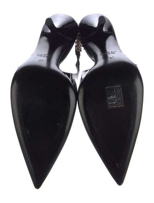 Gucci Patent Leather Chain-Link Accents Slingback Pumps