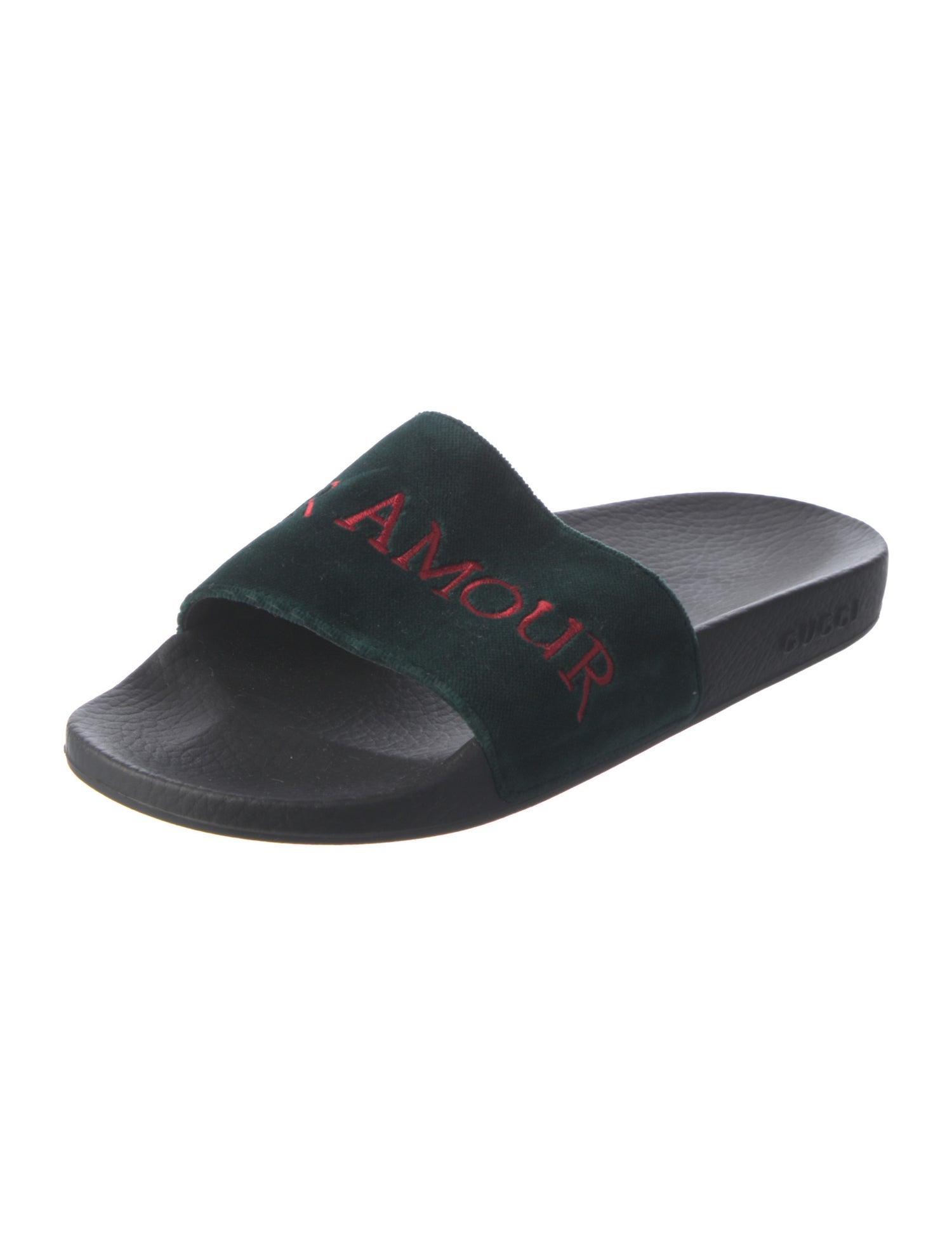 Gucci Velvet Graphic Print Slides