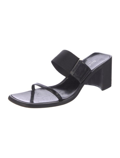 Gucci Leather Grosgrain Trim Slides