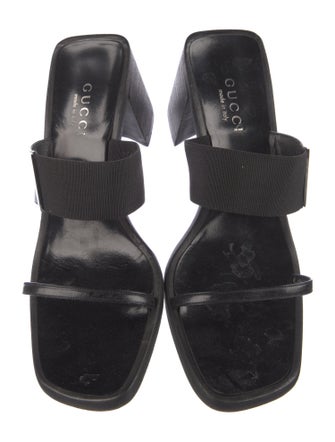 Gucci Leather Grosgrain Trim Slides