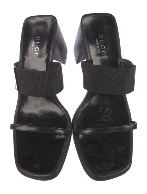 Gucci Leather Grosgrain Trim Slides