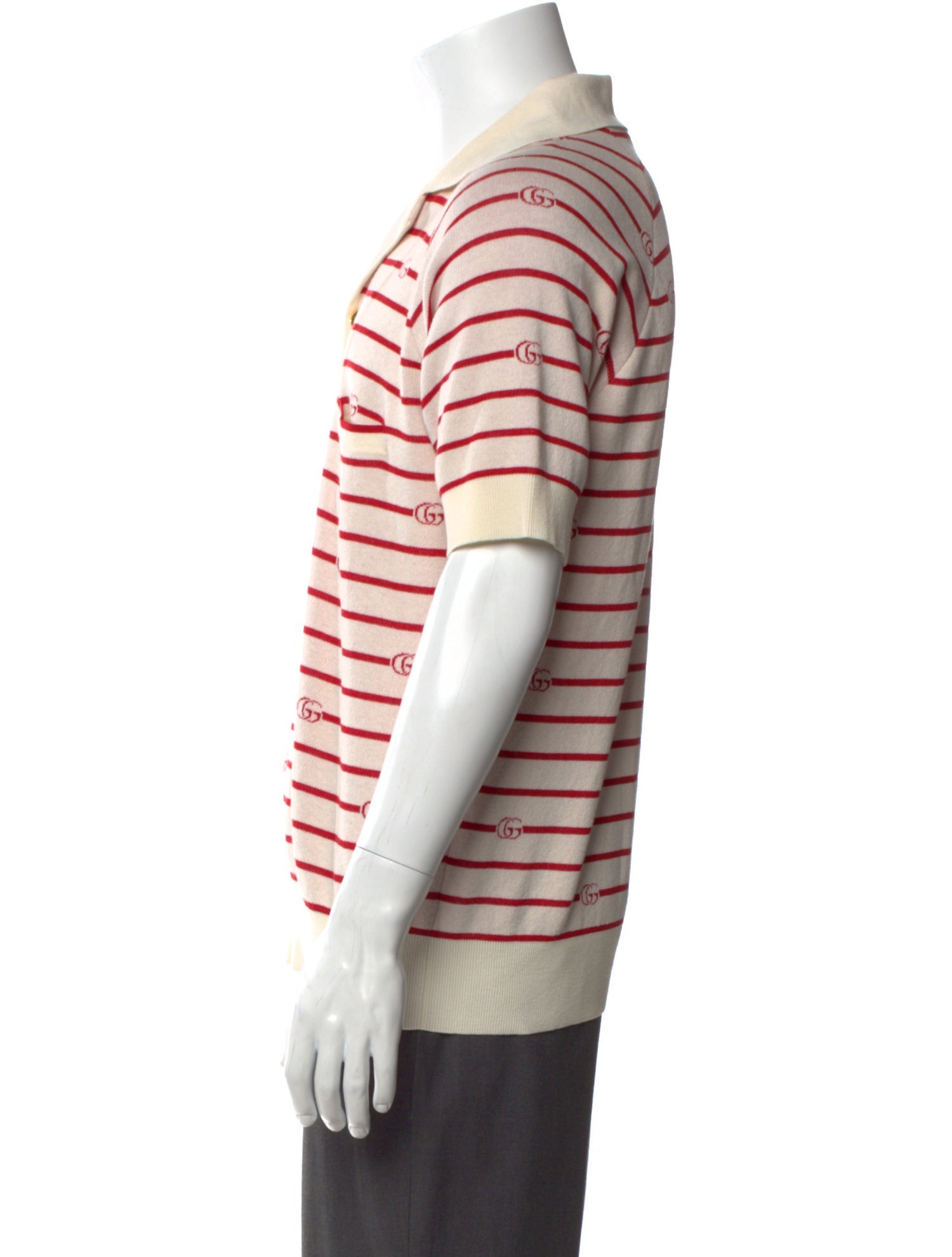 Gucci GG Logo V-Neck Polo Shirt