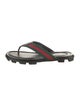 Gucci Web Accent Leather Flip Flops