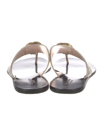 Gucci Double G Logo Leather Slides