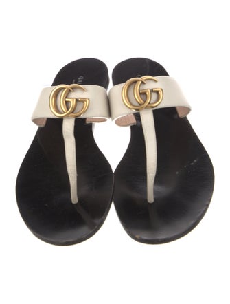 Gucci Marmont GG Thong Flats Double G Logo Slides