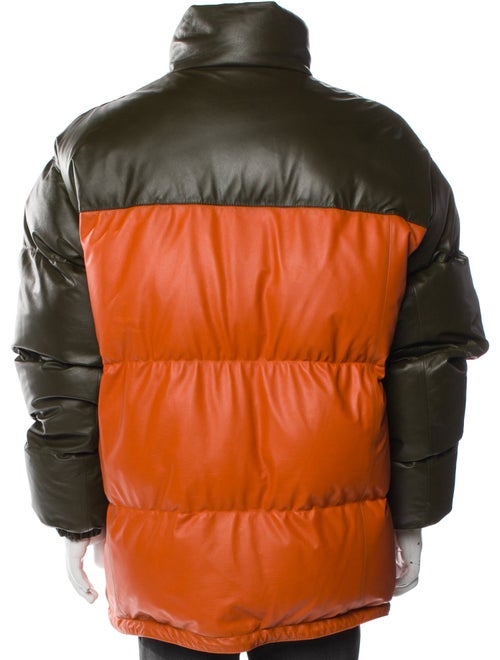 Gucci Sylvie Web Accent Leather Puffer Coat