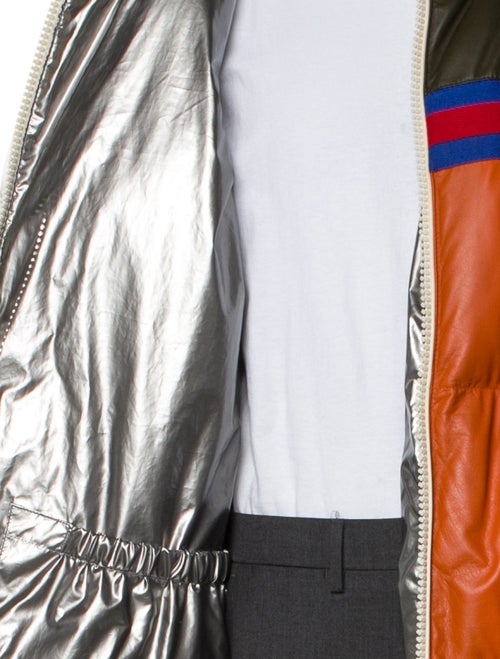 Gucci Sylvie Web Accent Leather Puffer Coat