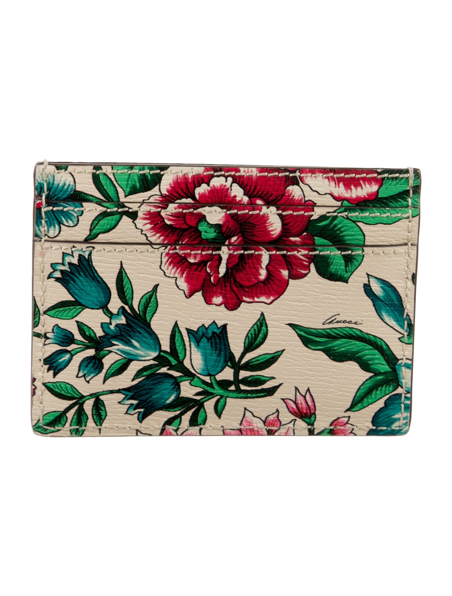 Gucci Flora Print Leather Card Holder
