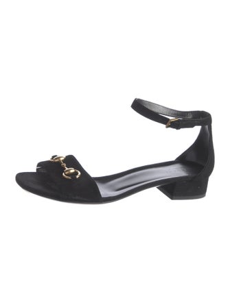 Gucci Horsebit Accent Suede Sandals