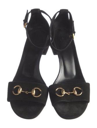 Gucci Horsebit Accent Suede Sandals
