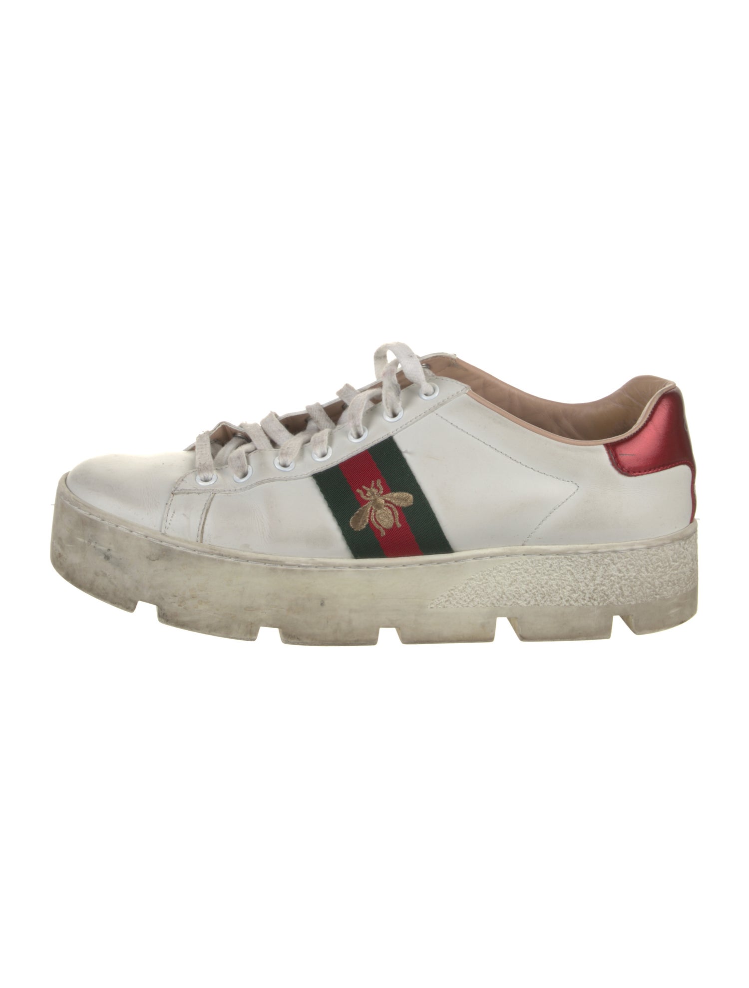 Gucci Web Accent Leather Sneakers