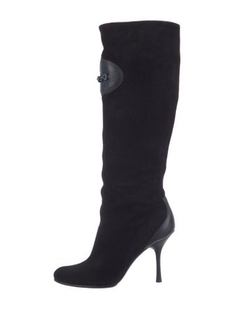 Gucci Suede Chain-Link Accents Lace-Up Boots