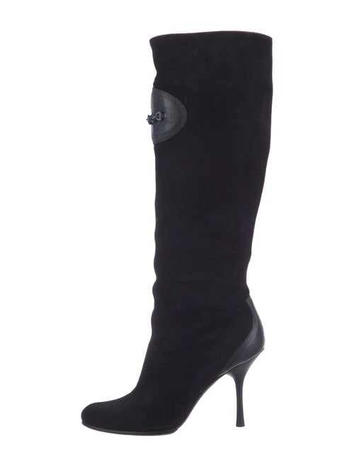 Gucci Suede Chain-Link Accents Lace-Up Boots