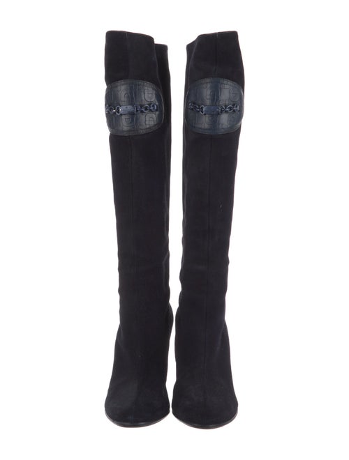 Gucci Suede Chain-Link Accents Lace-Up Boots