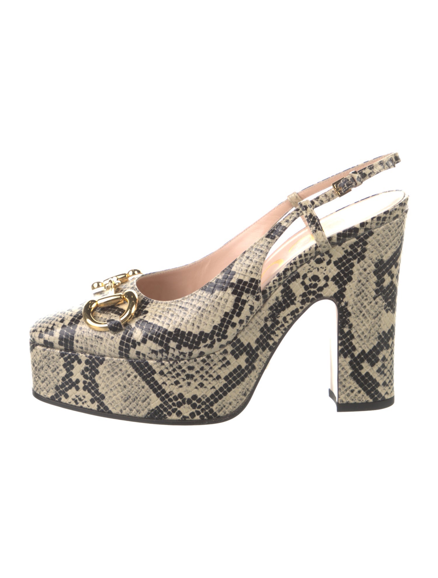 Gucci Horsebit Accent Leather Slingback Pumps