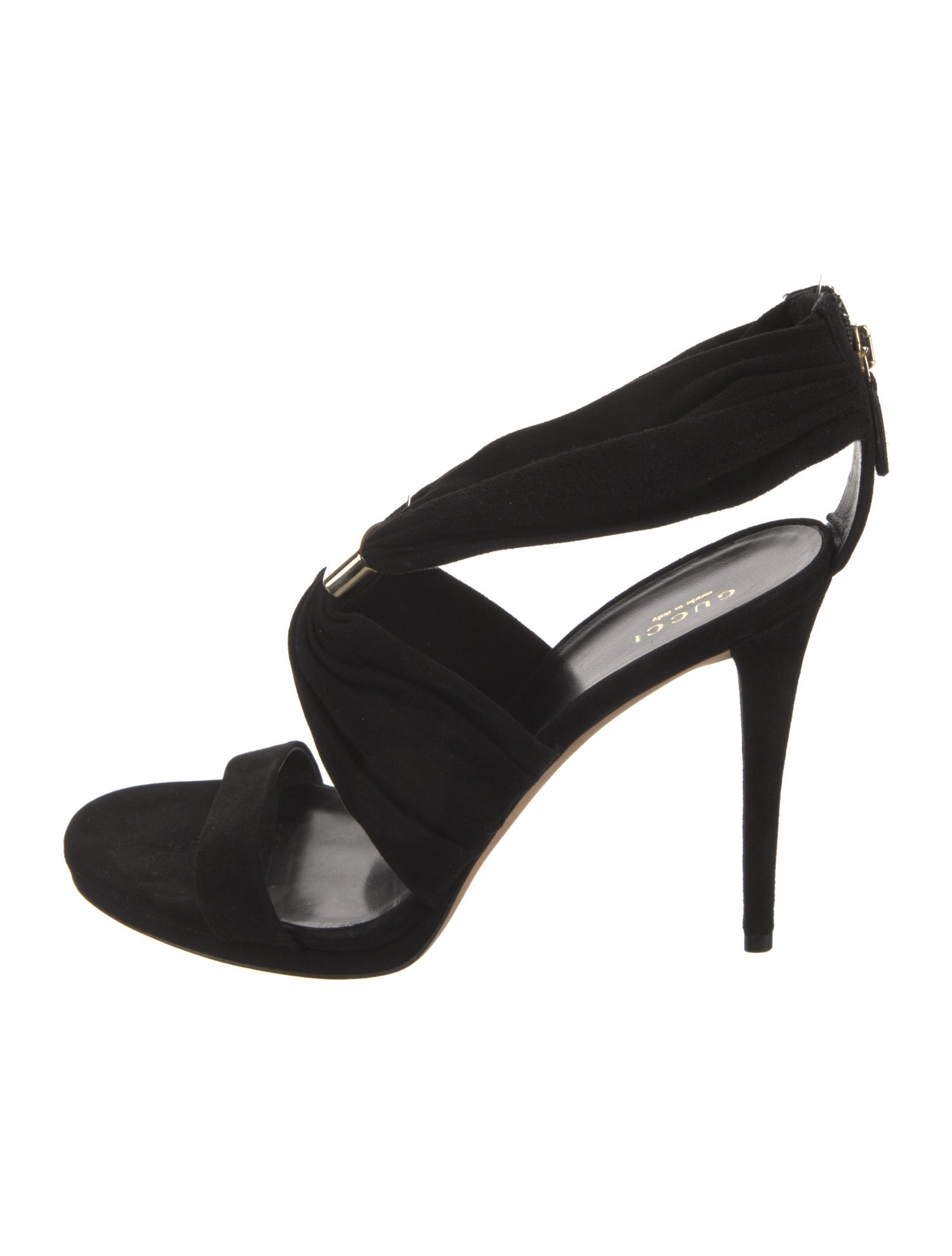 Gucci Suede Pleated Accents Sandals