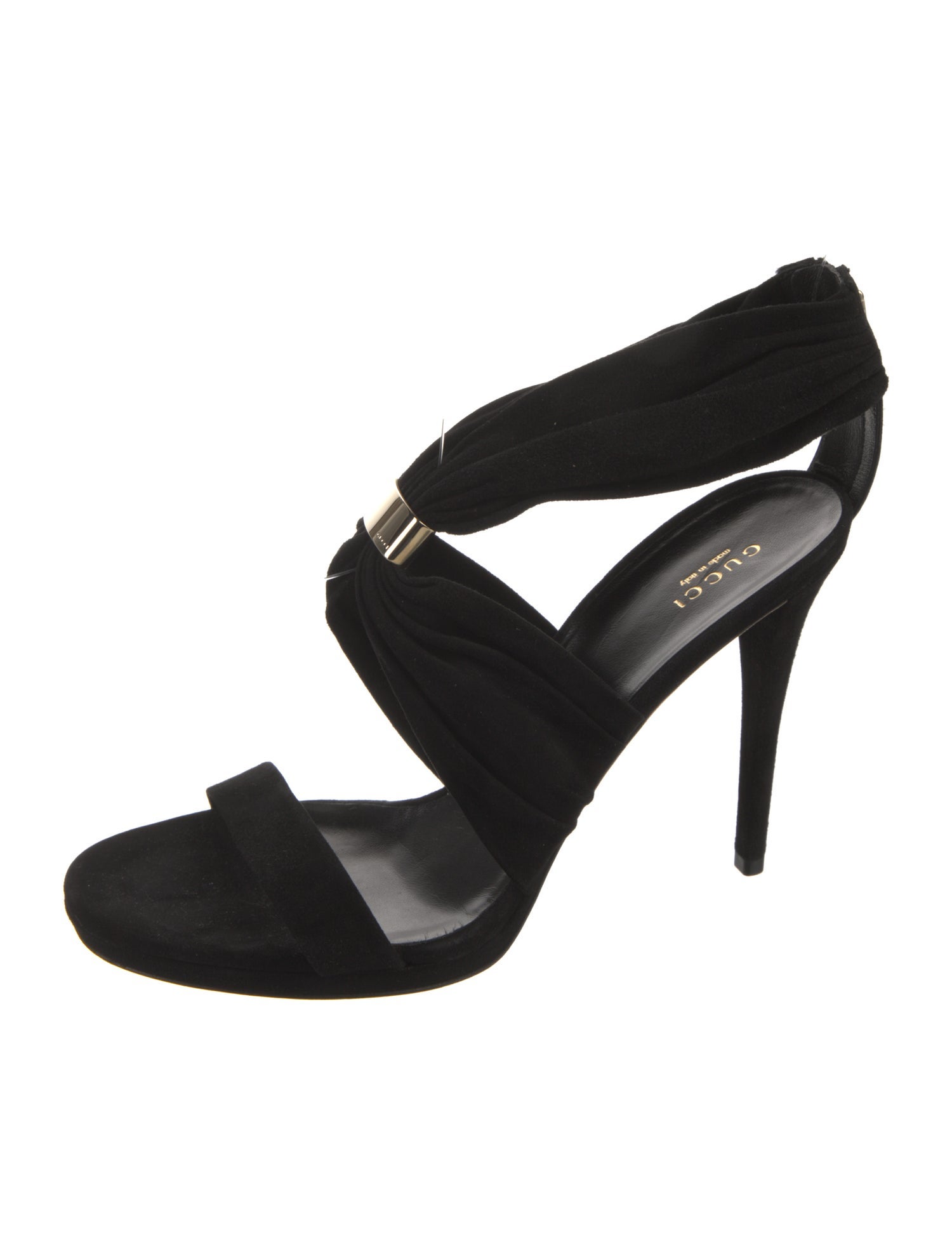 Gucci Suede Pleated Accents Sandals