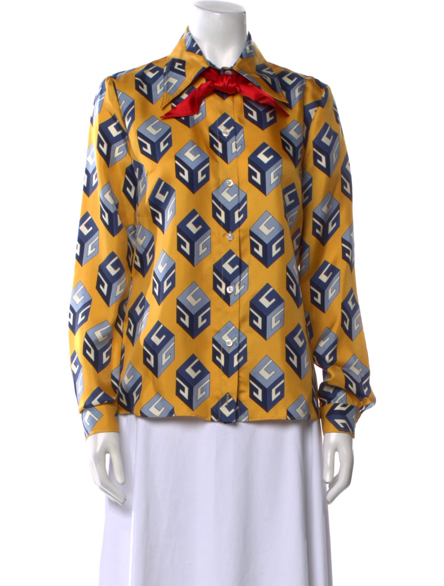 Gucci Silk Printed Button-Up Top